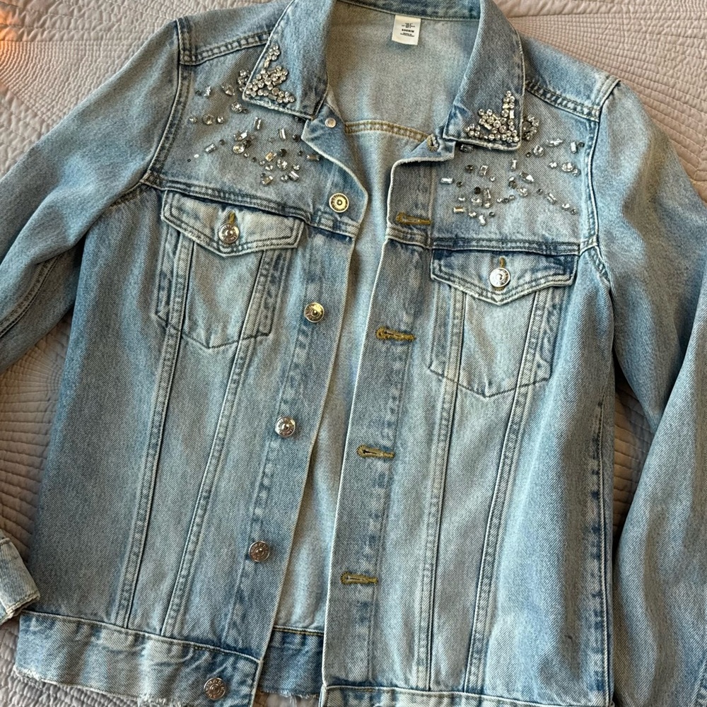 H&M Light Blue Studded Jean Jacket